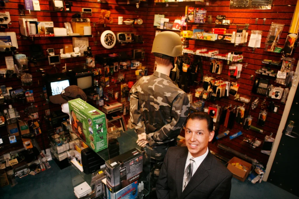 Image of Jay J Armes III standing in his Spy shop